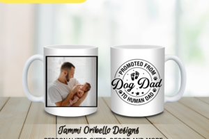 first fathers day mug, personalized promoted from dog dad to human dad mug